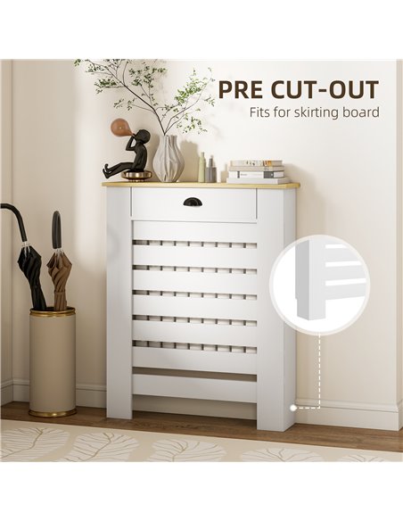 HOMCOM 95.5H x 78Wcm Radiator Cover, with Drawer - White - pic 167971 | FastDaddyshop