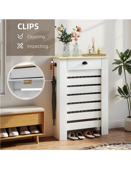 HOMCOM 95.5H x 78Wcm Radiator Cover, with Drawer - White - pic 167972 | FastDaddyshop