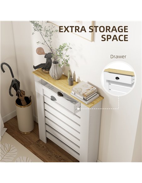 HOMCOM 95.5H x 78Wcm Radiator Cover, with Drawer - White - pic 167973 | FastDaddyshop