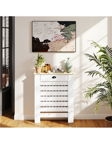 HOMCOM 95.5H x 78Wcm Radiator Cover, with Drawer - White
