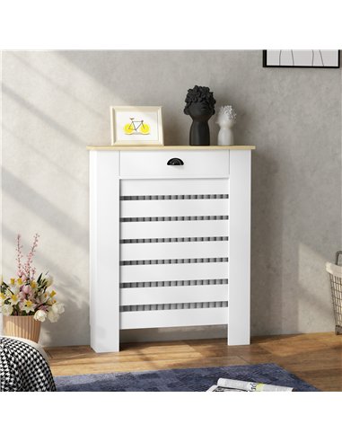 HOMCOM 95.5H x 78Wcm Radiator Cover, with Drawer - White