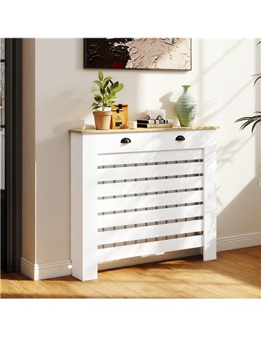 HOMCOM 95.5H x 111Wcm Radiator Cover, with Drawer - White