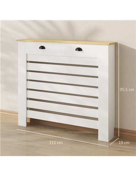 HOMCOM 95.5H x 111Wcm Radiator Cover, with Drawer - White - pic 167979 | FastDaddyshop