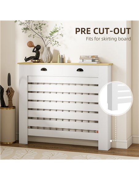 HOMCOM 95.5H x 111Wcm Radiator Cover, with Drawer - White - pic 167980 | FastDaddyshop