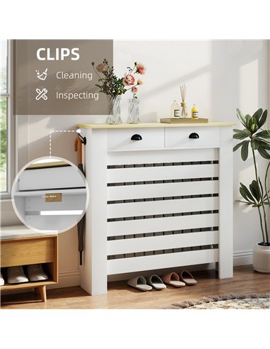 HOMCOM 95.5H x 111Wcm Radiator Cover, with Drawer - White
