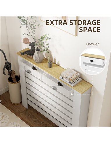 HOMCOM 95.5H x 111Wcm Radiator Cover, with Drawer - White