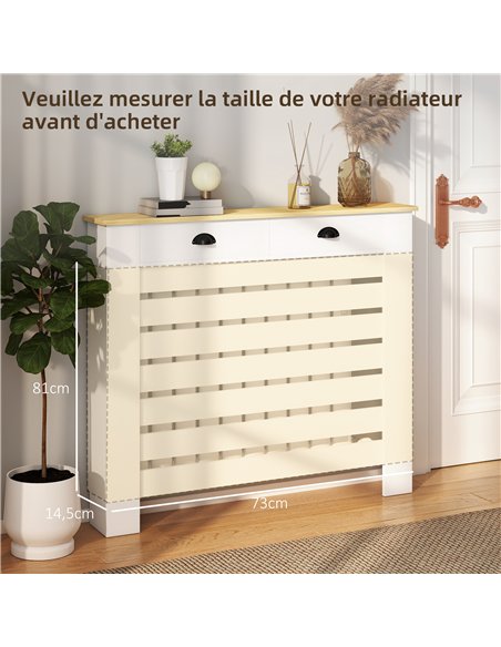 HOMCOM 95.5H x 111Wcm Radiator Cover, with Drawer - White - pic 167983 | FastDaddyshop