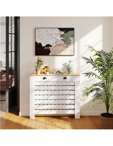 HOMCOM 95.5H x 111Wcm Radiator Cover, with Drawer - White