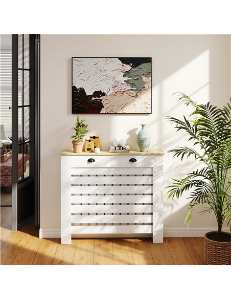 HOMCOM 95.5H x 111Wcm Radiator Cover, with Drawer - White - pic 167984 | FastDaddyshop