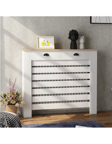 HOMCOM 95.5H x 111Wcm Radiator Cover, with Drawer - White
