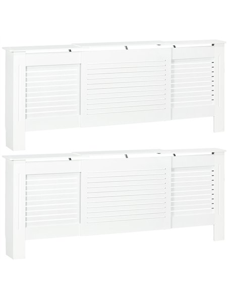 HOMCOM Set of 2 MDF Extendable Radiator Cover with Cabinet Shelving, Home Office Slatted Design, White 139-208.5L x 20.5W x 82.5 - pic 167986 | FastDaddyshop