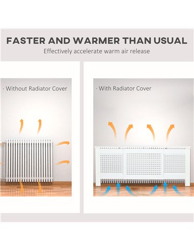 HOMCOM Set of 2 MDF Extendable Radiator Cover with Cabinet Shelving, Home Office Slatted Design, White 139-208.5L x 20.5W x 82.5