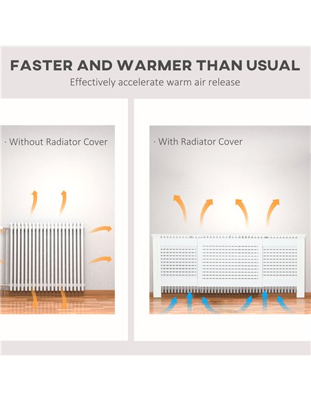 HOMCOM Set of 2 MDF Extendable Radiator Cover with Cabinet Shelving, Home Office Slatted Design, White 139-208.5L x 20.5W x 82.5 - pic 167989 | FastDaddyshop