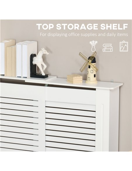 HOMCOM Set of 2 MDF Extendable Radiator Cover with Cabinet Shelving, Home Office Slatted Design, White 139-208.5L x 20.5W x 82.5 - pic 167990 | FastDaddyshop