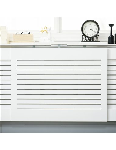 HOMCOM Set of 2 MDF Extendable Radiator Cover with Cabinet Shelving, Home Office Slatted Design, White 139-208.5L x 20.5W x 82.5