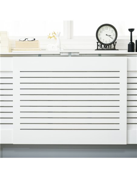 HOMCOM Set of 2 MDF Extendable Radiator Cover with Cabinet Shelving, Home Office Slatted Design, White 139-208.5L x 20.5W x 82.5 - pic 167993 | FastDaddyshop