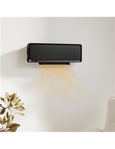 HOMCOM Wall Downflow Heater 2 Heat and Fan 1000W/2000W, Electric Space Heater with Timer Remote Oscillating, for Bedroom Home Of