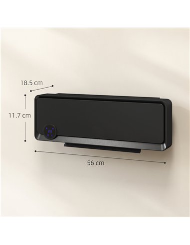 HOMCOM Wall Downflow Heater 2 Heat and Fan 1000W/2000W, Electric Space Heater with Timer Remote Oscillating, for Bedroom Home Of