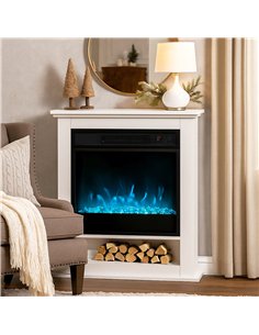 HOMCOM 1800W Adjustable Faux Flame Electric Fireplace - White 2