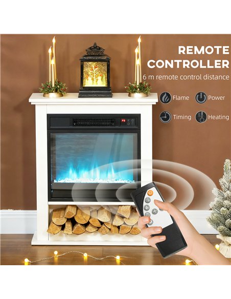 HOMCOM 1800W Adjustable Faux Flame Electric Fireplace - White - pic 168009 | FastDaddyshop