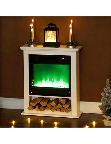 HOMCOM 1800W Adjustable Faux Flame Electric Fireplace - White