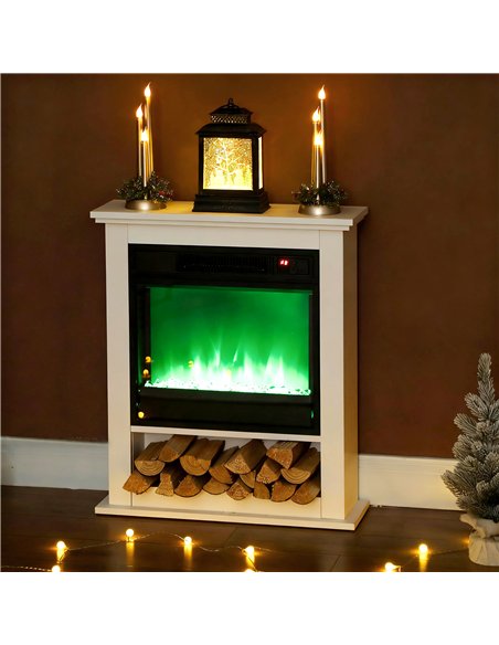 HOMCOM 1800W Adjustable Faux Flame Electric Fireplace - White - pic 168011 | FastDaddyshop