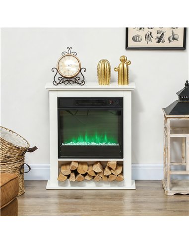 HOMCOM 1800W Adjustable Faux Flame Electric Fireplace - White