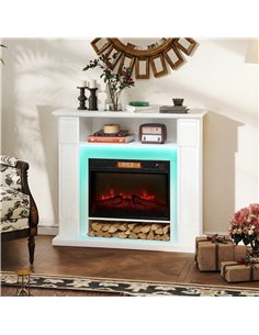 HOMCOM 6142 BTU Fireplace and LED Mantel, 17-27°C - White 2