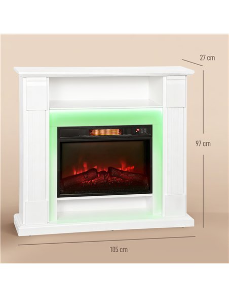 HOMCOM 6142 BTU Fireplace and LED Mantel, 17-27°C - White - pic 168015 | FastDaddyshop