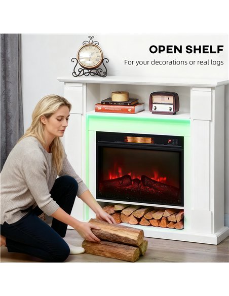 HOMCOM 6142 BTU Fireplace and LED Mantel, 17-27°C - White - pic 168017 | FastDaddyshop