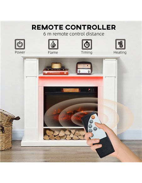 HOMCOM 6142 BTU Fireplace and LED Mantel, 17-27°C - White - pic 168018 | FastDaddyshop