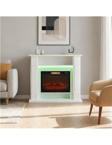 HOMCOM 6142 BTU Fireplace and LED Mantel, 17-27°C - White