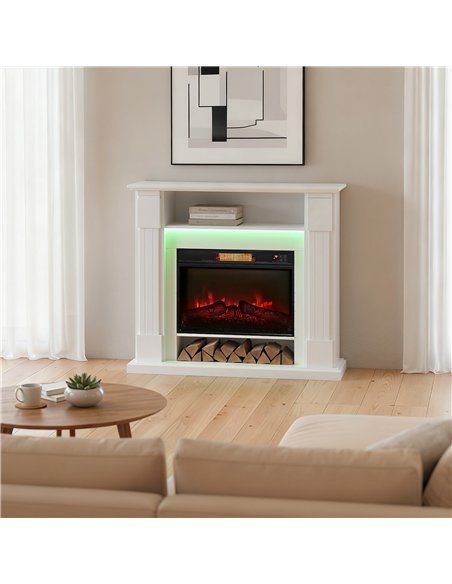 HOMCOM 6142 BTU Fireplace and LED Mantel, 17-27°C - White - pic 168021 | FastDaddyshop