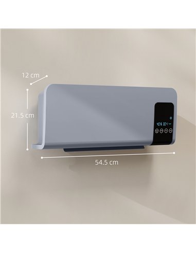 HOMCOM 2000W Wall Mounted Heater, 18-45°C Temperature, Grey