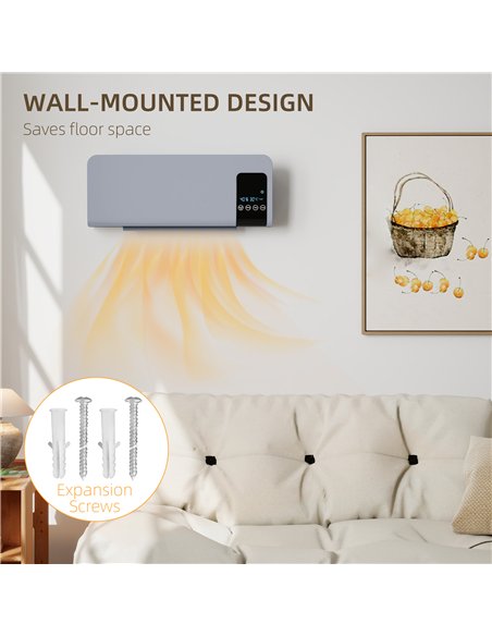 HOMCOM 2000W Wall Mounted Heater, 18-45°C Temperature, Grey - pic 168029 | FastDaddyshop