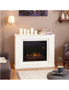 HOMCOM Electric Fireplace with Surround, 32" 2000W Inset Electric Fire and Mantel Reach up to 30 m² with 12 Colours Realistic Fl 2