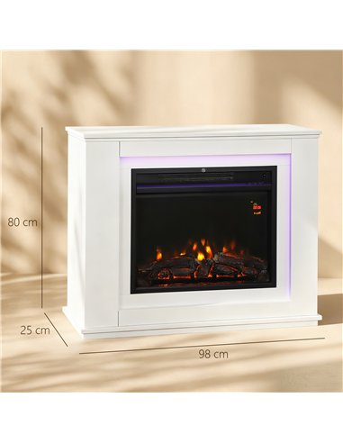 HOMCOM Electric Fireplace with Surround, 32" 2000W Inset Electric Fire and Mantel Reach up to 30 m² with 12 Colours Realistic Fl