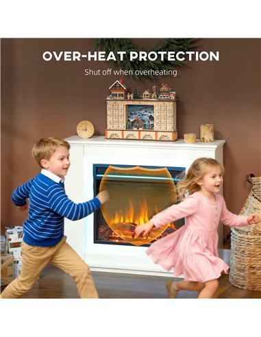 HOMCOM Electric Fireplace with Surround, 32" 2000W Inset Electric Fire and Mantel Reach up to 30 m² with 12 Colours Realistic Fl