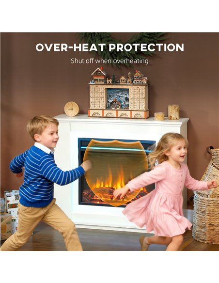 HOMCOM Electric Fireplace with Surround, 32" 2000W Inset Electric Fire and Mantel Reach up to 30 m² with 12 Colours Realistic Fl - pic 168046 | FastDaddyshop