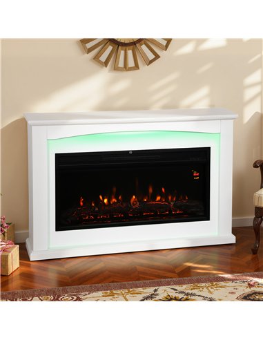 HOMCOM 2000W 5118 BTU Faux Flame Fireplace - White