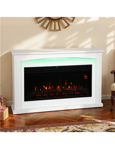 HOMCOM 2000W 5118 BTU Faux Flame Fireplace - White - pic 168050 | FastDaddyshop