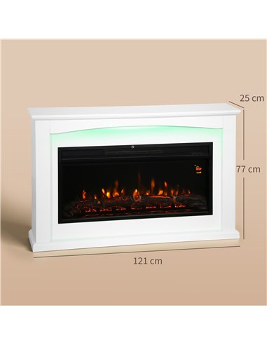 HOMCOM 2000W 5118 BTU Faux Flame Fireplace - White