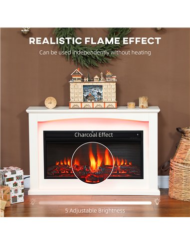 HOMCOM 2000W 5118 BTU Faux Flame Fireplace - White