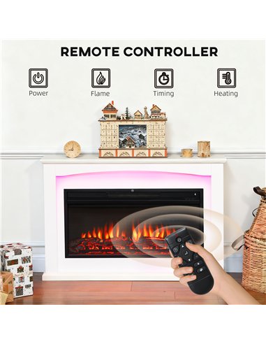 HOMCOM 2000W 5118 BTU Faux Flame Fireplace - White