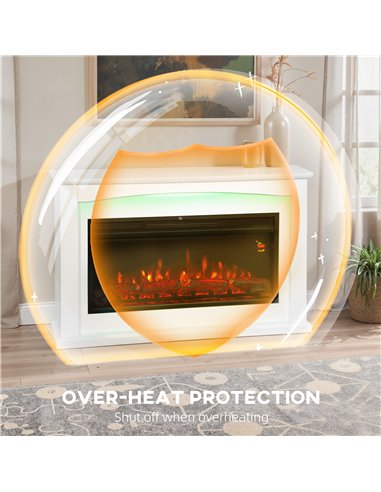 HOMCOM 2000W 5118 BTU Faux Flame Fireplace - White