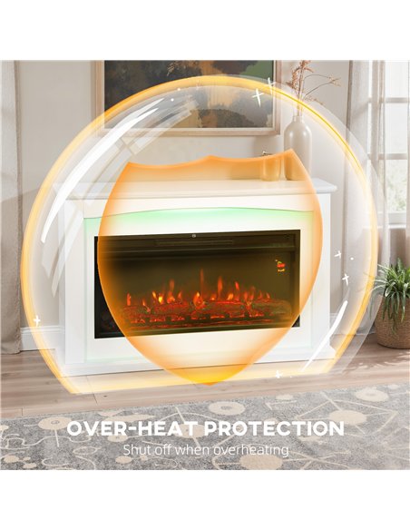 HOMCOM 2000W 5118 BTU Faux Flame Fireplace - White - pic 168055 | FastDaddyshop