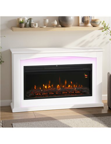 HOMCOM 2000W 5118 BTU Faux Flame Fireplace - White
