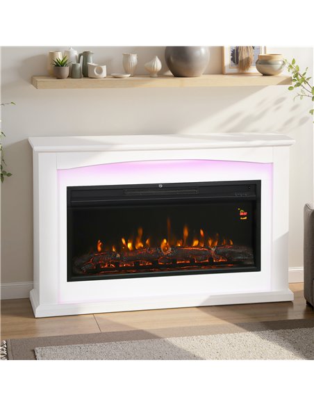 HOMCOM 2000W 5118 BTU Faux Flame Fireplace - White - pic 168056 | FastDaddyshop