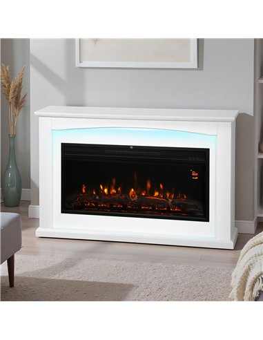 HOMCOM 2000W 5118 BTU Faux Flame Fireplace - White