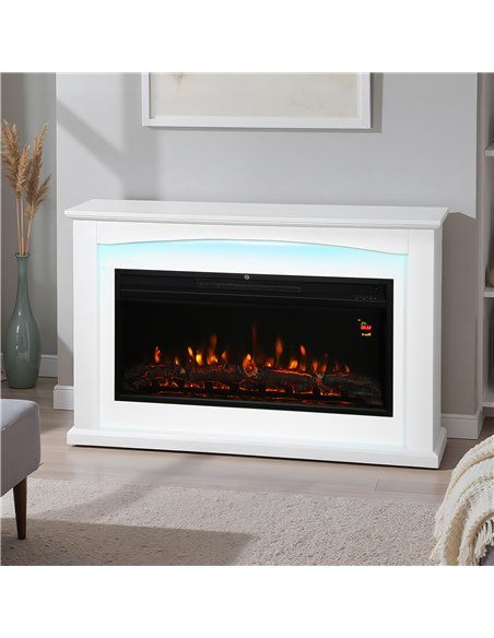 HOMCOM 2000W 5118 BTU Faux Flame Fireplace - White - pic 168057 | FastDaddyshop
